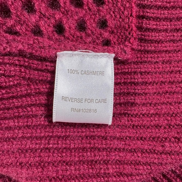 Garnet Hill 100% Cashmere Sweater XS Open Knit Mesh Boho Oversized Unique - Picture 6 of 10